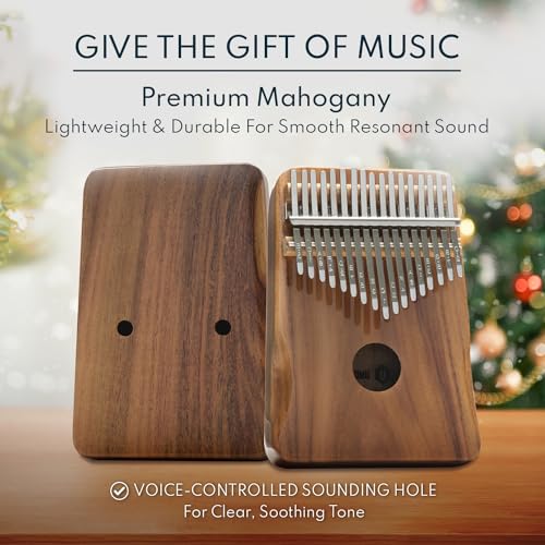 Image of UNOKKI 17-Key Kalimba with Case - Hard Waterproof Case, Acacia Wood, 7.4 inch x 5.2 inch - Portable Mbira Thumb Piano & Finger Piano with Curved Keys & Thumb Covers, Tuning Hammer & Instruction Book