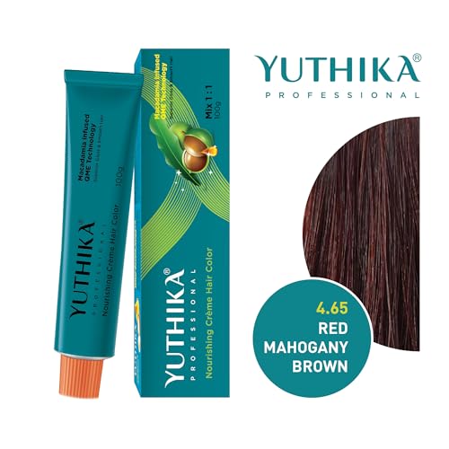 Image of Yutika Professional Creme Hair Color 100gm Red Mahogany Brown 4.65