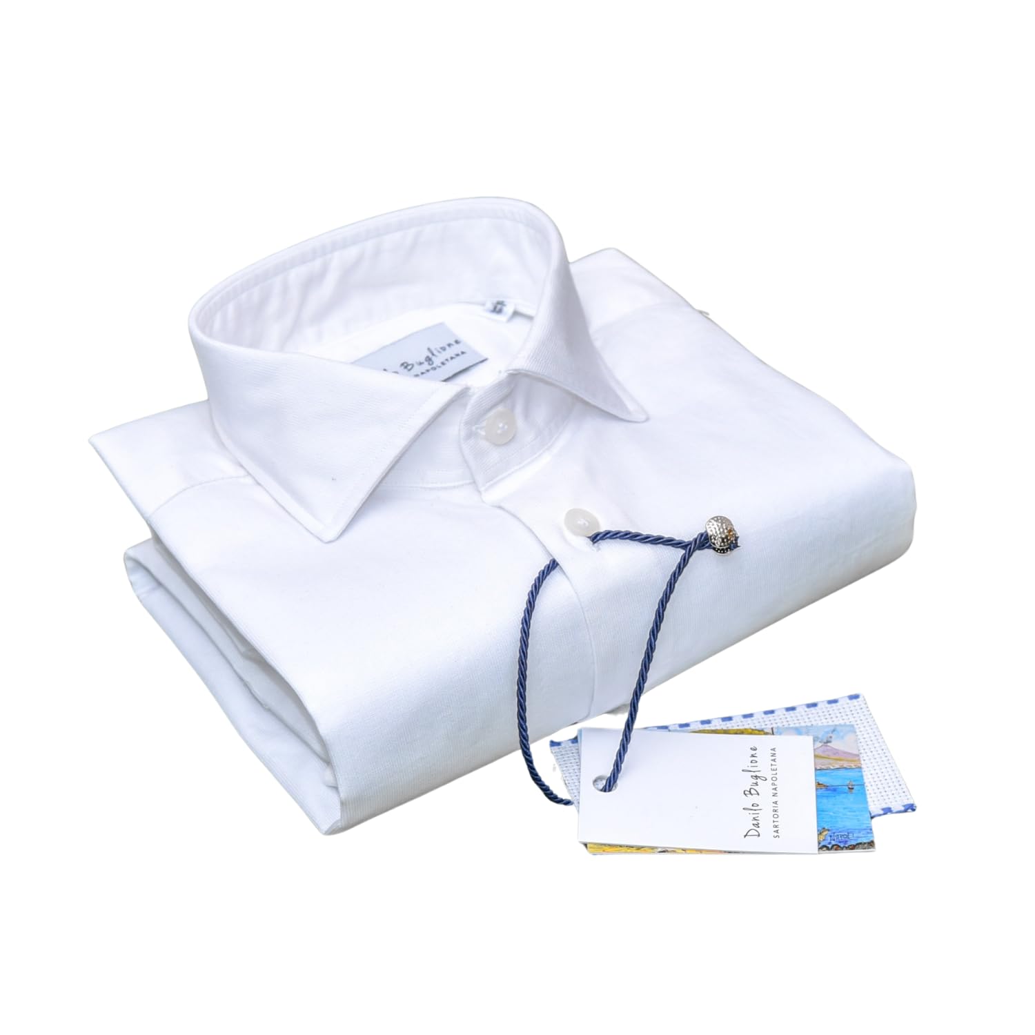 Camicia Uomo Bianca Elegante, Camicie da Uomo Regular in Cotone Piquet, Polsini e Collo con Portastecche,Classica Artigianale Sartoria Napoletana