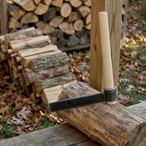 Heavy Duty Shingle Froe with Wood Handle 15 inch Blade Wood Splitter 2 Wide Black Steel Blade Professional Log Splitting Tool for Shake & Shingle Making Rustic Furniture Kindling (1 PACK)