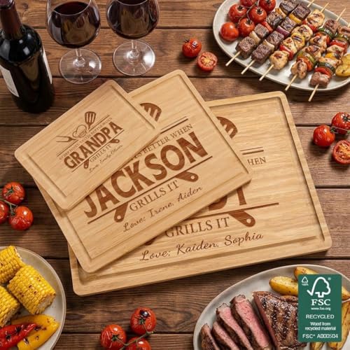 Tabla de cortar rectangular de bambú personalizada con ranura para jugos miniatura 2