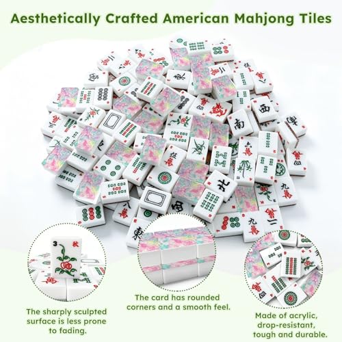 Juego de Mahjong Americano con 166 Fichas acrílicas miniatura 6