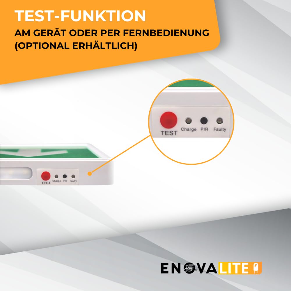 LED Fluchtwegleuchte Notleuchte mit Anti-Panik-Licht, Akku und Test-Funktion - Dauerbetrieb o. Notbetrieb - Rettungsweg Notausgang Notfall EXIT