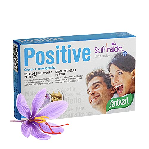 Santiveri- Positive Cápsulas, Relajación Y Estados Emocionales Positivos / 40 Cápsulas De Azafrán Y Ashwaganda Que Contribuyen Al Bien