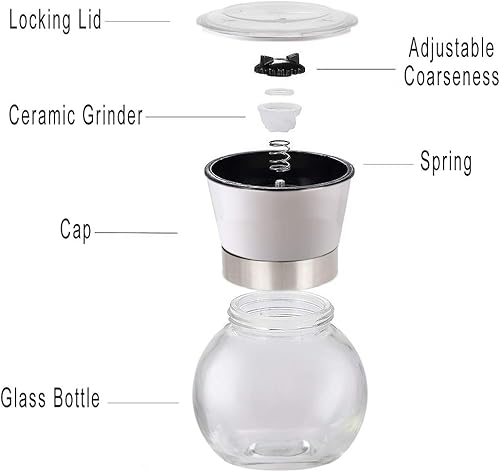 Miniatura 3 de Cuisinox Molinillo de sal y pimienta prémium y molinillo de especias con mecanismo de cerámica, 4 x 5 pulgadas, color blanco