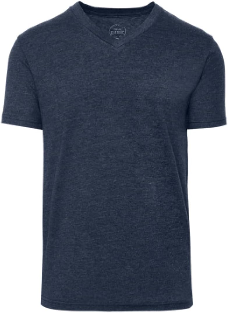 True ClassicMens V Neck T Shirts โ Soft, Fitted Undershirts for Men Pack โ Mens Undershirts โ Cotton Blend, Tag-Free, Heather Navy, Large