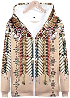 Mens Zipper Hoodie Indians 3D Unisex Sweatshirt Native Vintage Native American Sportswear