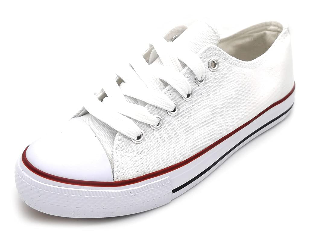 P&L ITALY COLLECTION Zapatillas de Lona Mujer Blanco Bambas Blancas Puntera Goma Loneta