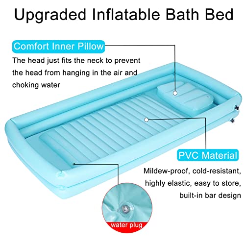 Payrfv Inflatable Bathtub Shower Bath Basin Kit Portable Adult Bath Tub With Electric Air Pump ＆ Water Bag, Bath In Bed Assistive Aid For The Elderly, Disabled, Handicapped, Light Blue #TOP3