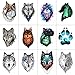 WYUEN 12 PCS/lot Wolf Temporary Tattoo Sticker for Women Men Fashion Body Art Adults Waterproof Hand Fake Tatoo 9.8X6cm FW12-01 (FW12-01D)