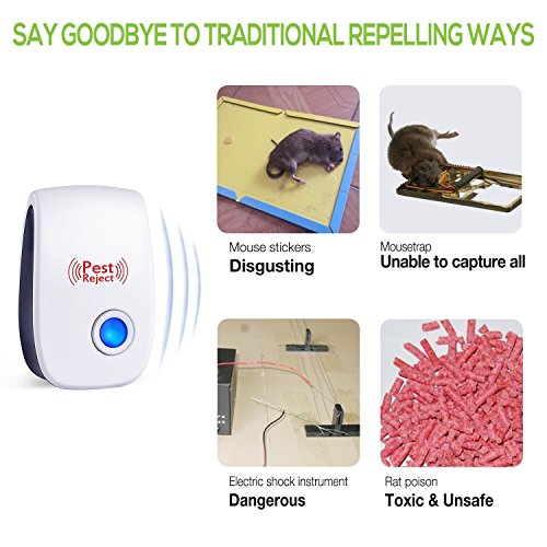 Ultrasonic Pest Repeller, Pest Repellent Ultrasonic Plug In, Rat Mouse Repellent Trap, Electronic Pest Control For Insects Cockroach Ant Mice Bug Rodent Mosquito Spider Repellent, 6 Packs #TOP3