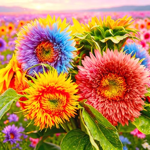 Mixrug 97+ Giant Teddy Bear Sunflower Seeds for Planting Outdoor - Rare Sunflower Seeds - Perennial Sunflowers Seed Non-GMO Heirloom Flower Attracts Pollinators for Garden