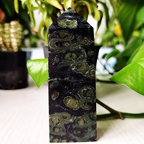 Torre De Varita De Ojo De Pavo Real De Piedra Natural Vudú Espíritu Meditación Curación Feng Shui Adorno De Habitación De Cristal,A39 124 G 88 Mm