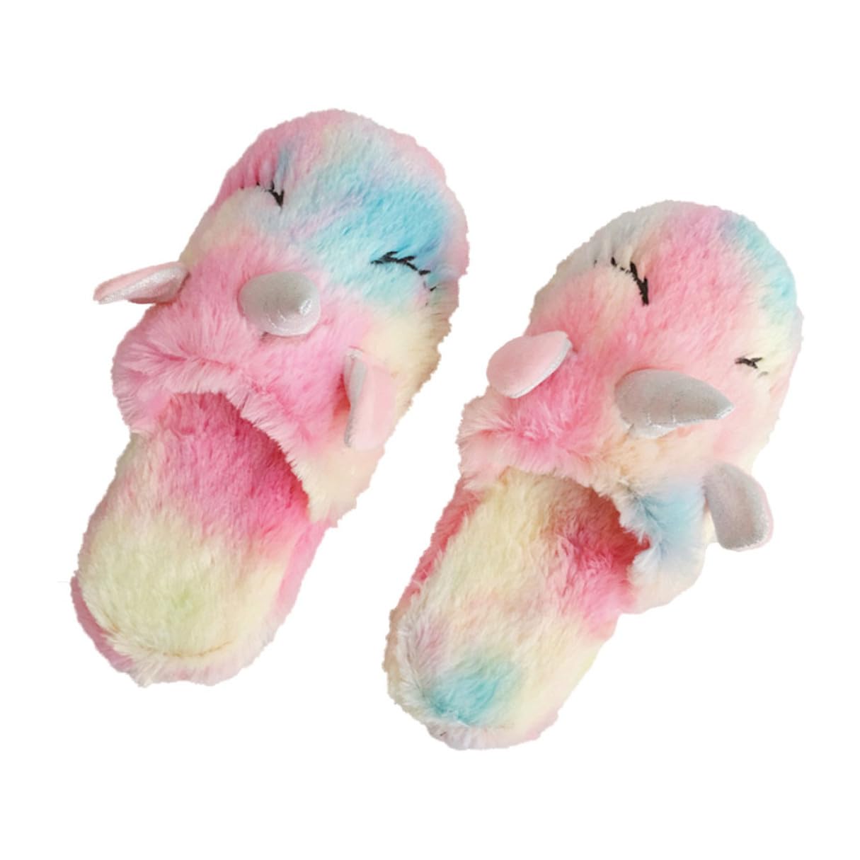 ifundom Pantofola di Peluche Unicorno Antiscivolo da Casa, Pantofole Cotone Caldo Morbido per Adulti e Ragazzo Ragazza, Calzature Indoor Confortevoli e Riscaldanti Taglia S (30-32