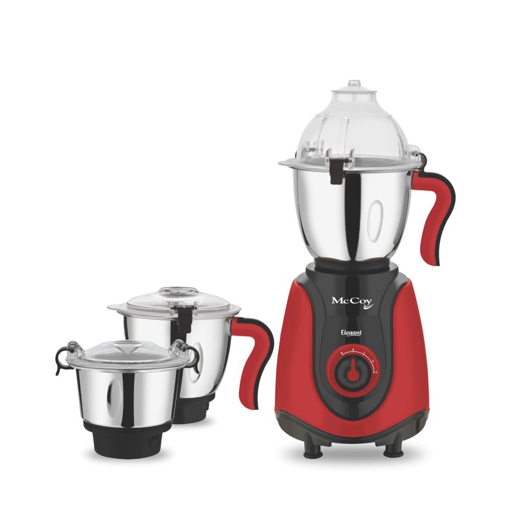 McCoy Elegant Mixer Grinder, 750W, 3 Stainless Steel Jars, Red and Black-picture-24