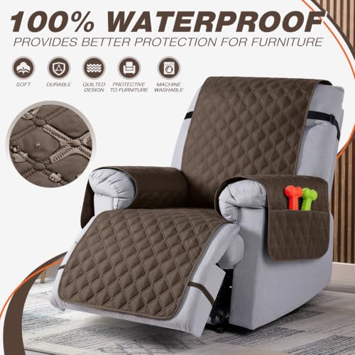 Image of TAOCOCO 100% Waterproof Recliner Chair Covers Reversible 25 inch, Brown