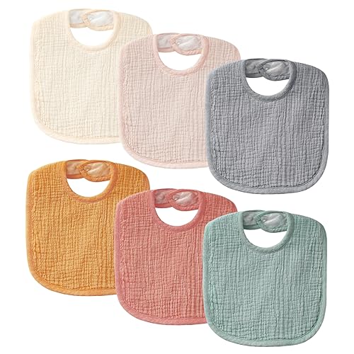 Muslin Baby Bibs for Unisex Boys Girls, Soft Cotton Baby Drool Bibs, Drooling and Teething Bibs for Infant, Newborn
