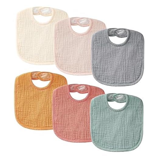 POIKSHARK 6-Pack Muslin Baby Bibs for Unisex Boys Girls, Solid Colors, Soft Cotton Baby Drool Bibs, Drooling and Teething Bibs for Infant, Newborn - Neutral