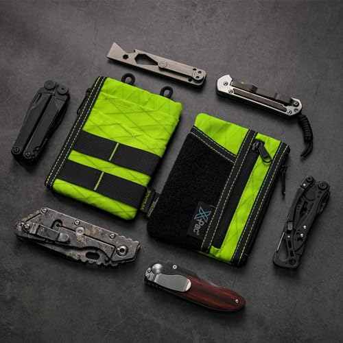 Image of VIPERADE VE18 EDC Pouch, Pocket Organizer for Men, EDC Pocket Organizer, 3 Slots with 2 Zipper Pockets, Multitool Pouch (X-PAC-Hot Lime)