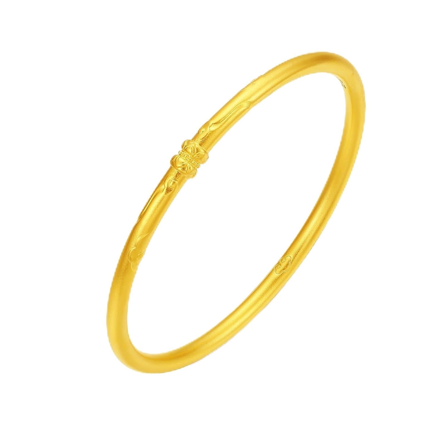 24K Solid Gold Bangle Bracelet Pure Gold Lotus Round Bracelet Dainty Jewelry Gifts for Women Mom Size 21