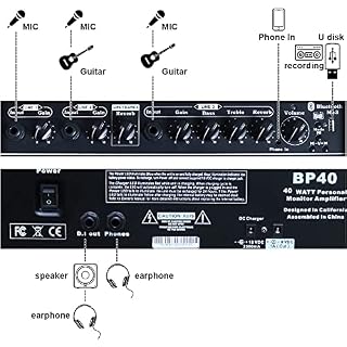 Coolmusic BP40 40W amplificateur de guitare acoustique portable alimenté par batterie, pour les artistes en déplacement… – Image 6