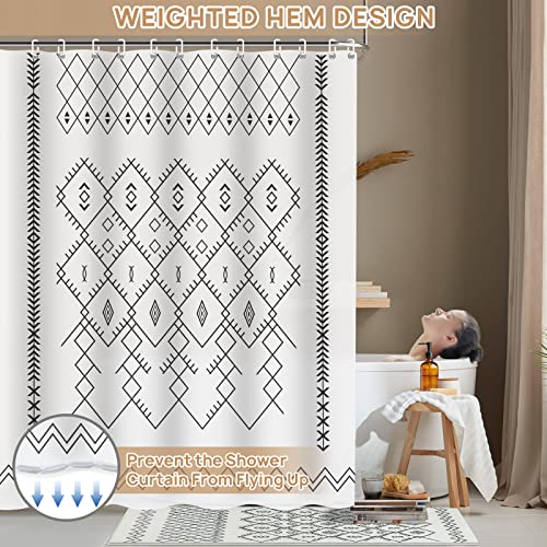 Sunhop Luxury Shower Curtain Set 3Pcs, Bathroom Sets With Shower Curtain And Rugs, Ultra Soft Faux Wool Water Absorbent Bath Rugs, Durable Waterproof Shower Curtain With 12 Hooks (White, 71" X 71") #TOP1