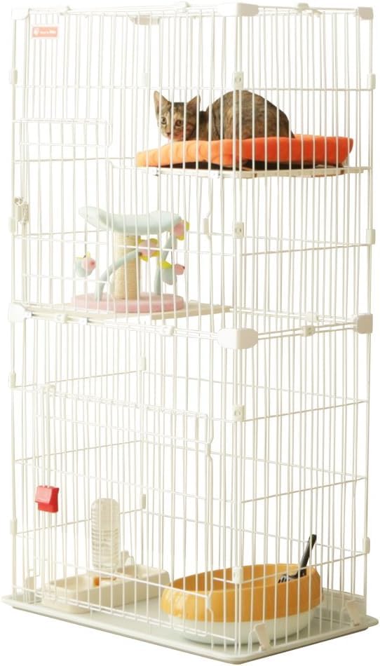Amazon.co.jp: スリム キャットケージ 2 段 ホワイト : ペット用品