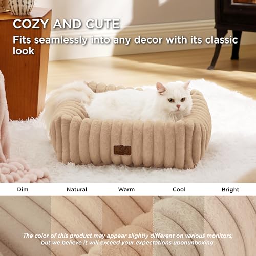 Image of Bedsure ComfyFleece Cute Dog Bed for Small Dogs & Cats，20in Sandy Beige