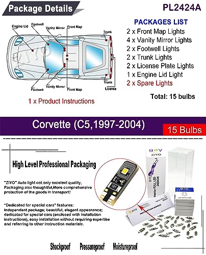 Kit LED Interior 15 Bombillas para Chevrolet Corvette C5 miniatura 2