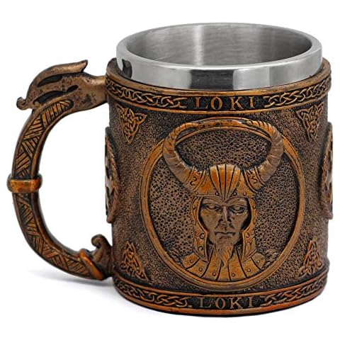 GuoShuang Nordic Viking Loki Tankard Dragon Scandinavian Mug Nordic Beer Cup Cover