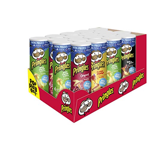 Pringles Party Mix | Chips Mix Box | 18 Dosen mit 4 verschiedenen Sorten (18 x 185g)