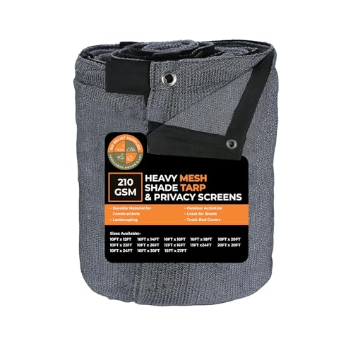 Image of 210 GSM Mesh Shade Tarp | 6 x 6 ft Tear Resistant | Heavy Duty Black Breathable Cover with Airflow | Tie Down, Fence, Canopy & Truck Use
