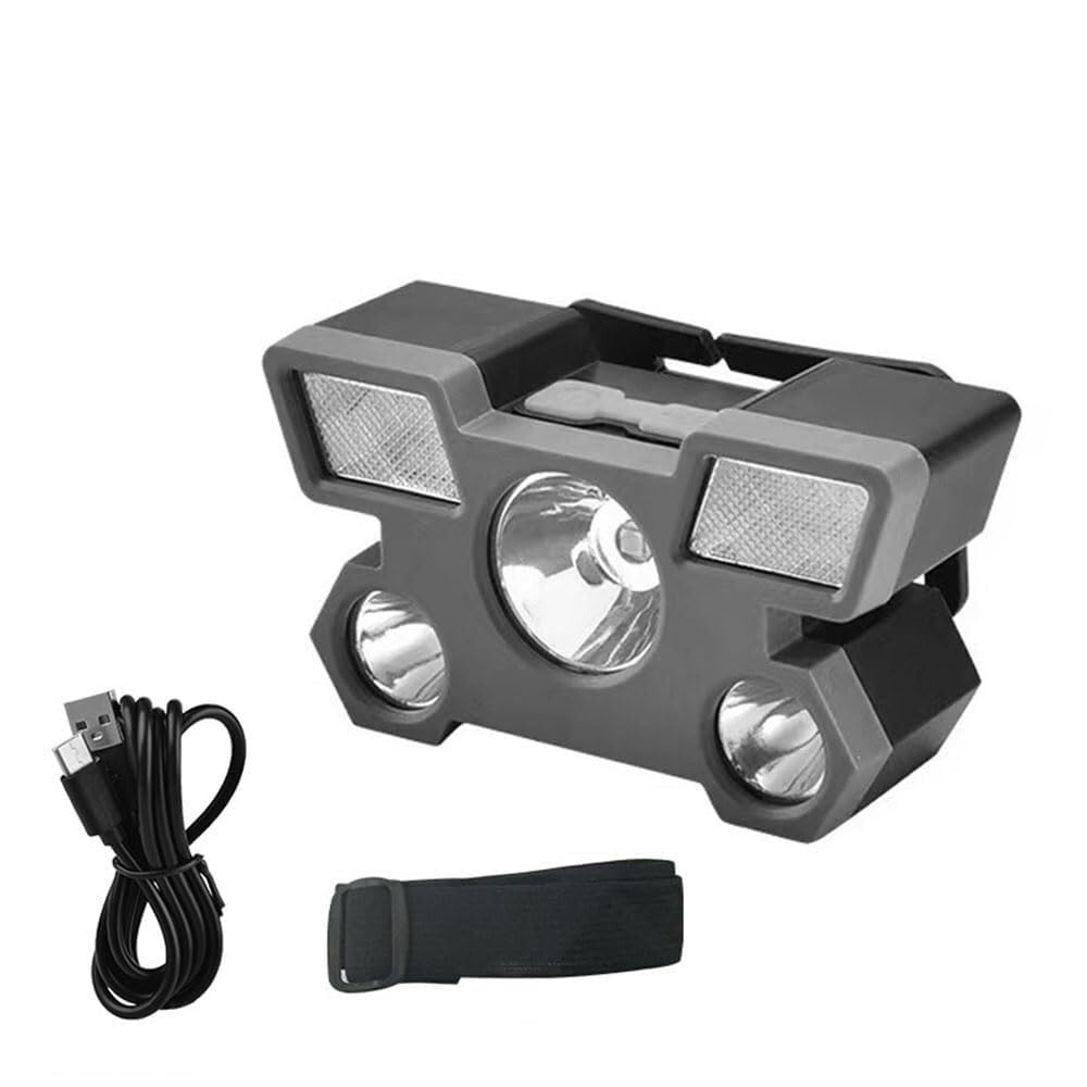 QFGVMXBWKZH Led Five Head Headlight USB Rechargeable Fishing Lamp Long Range Mounted Mine Flashlight Headlamp(Silver,T501)
