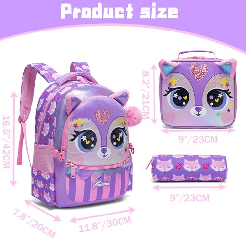 Image of Backpacks for Girls School Bag Cute Girls Backpacks Ages 8-10 Kids Bookbag Set Travel Backpack for Preschool Kindergarten Elementary Students Backpack to School Supplies