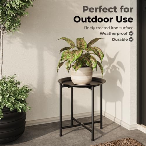 Support pour pot de fleurs d'intérieur en métal noir compact porte-plante d'angle pour salon - 6