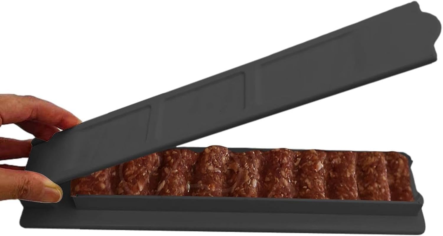 ZELLYAMini Plastic Kebab Press Mould，Foldable Kebab Maker for Skewers,Plastic Kebab Press Mould,Manual Kebab Making Tool (Black)