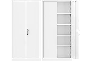 Superday Classroom Storage Cabinet Steel, 71" High, 2 Doors & 4 Adjustable Shelves