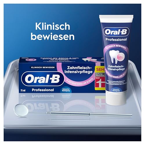 Oral-B Professional Zahnfleisch-Intensivpflege und Antibakterieller Schutz Zahncreme -Zahnpasta - Testnote SEHR GUT bei STIFTUNG WARENTEST - 3x75 ml