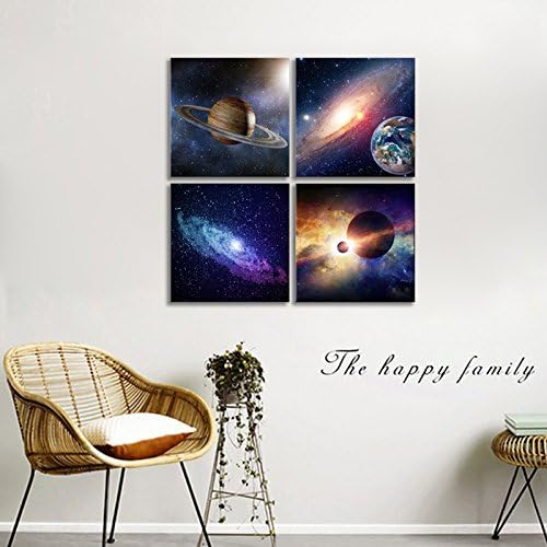 Wieco Art Canvas Prints Wall Art Modern 4 Piece Universal Magic Power Paintings for Bedroom Home Decorations Stretched and Framed Star Sky Pictures Astronomy Landscape Artwork