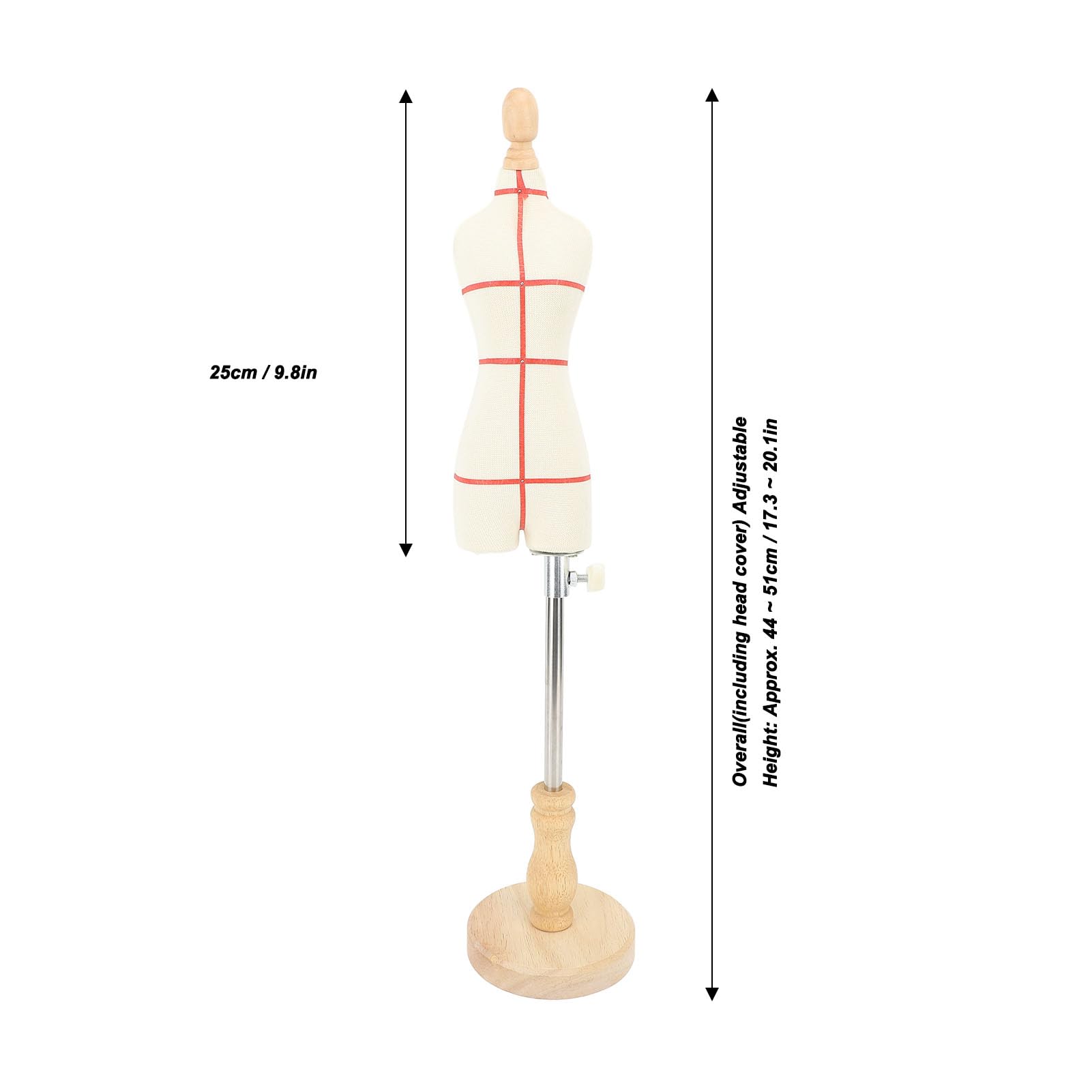 Female Mannequin Torso Women Dress Forms, Mini Model Frame Dressmaker with Stable Base, Height Adjustable, for Sewing, Clothing Jewelry Display, Teaching, Photography, Home Decor