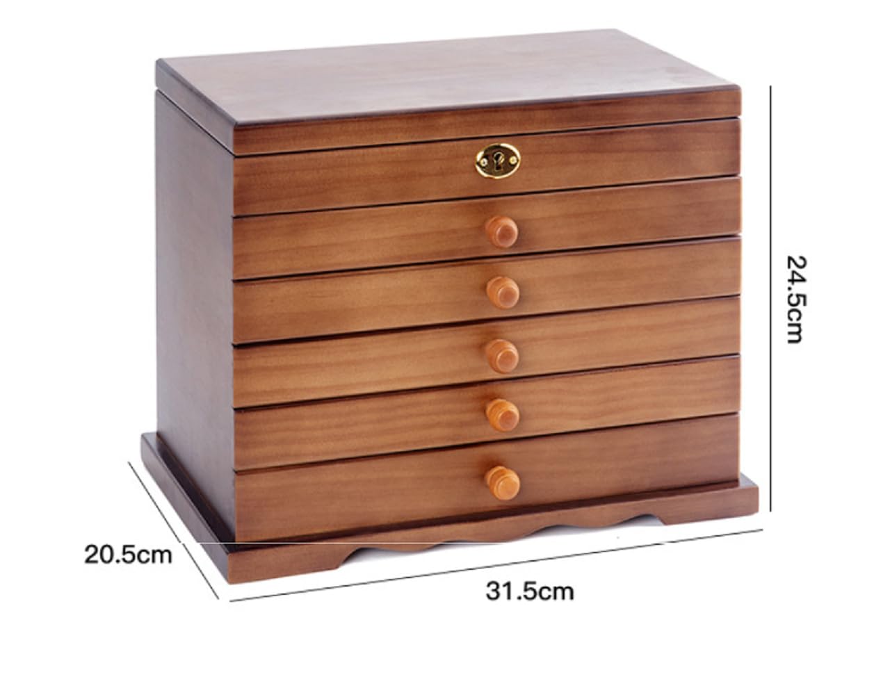Organizador de joyas de madera de 6 capas con espejo, estuche de almacenamiento grande para collares, aretes, anillos y pulseras