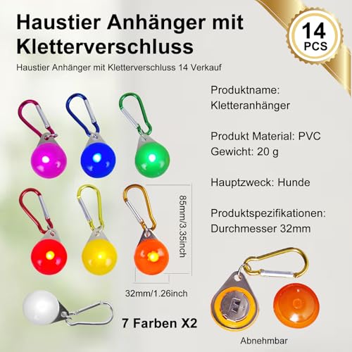 HOSPAOP LED Leuchtanhänger für Hunde, 14 Stück Sicherheitslicht Hundelicht mit 3 Leuchtmodi, Blinklicht für Hundehalsband, Kinder Schulranzen, Katzen, Jogger