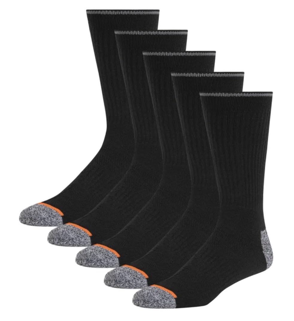 GQN 5-Pairs Men's Weatherproof Vintage Outdoor Wool Blend Crew Calf Socks (US, Numeric, 6, 12, Regular, Regular, black)