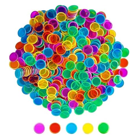 SEETOOOGAMES Magnetic Bingo Chips Counters - 500 Pieces Transparent Counting Game Chips - Clear Plastic Math Markers for Classroom - Mixed Color Cover