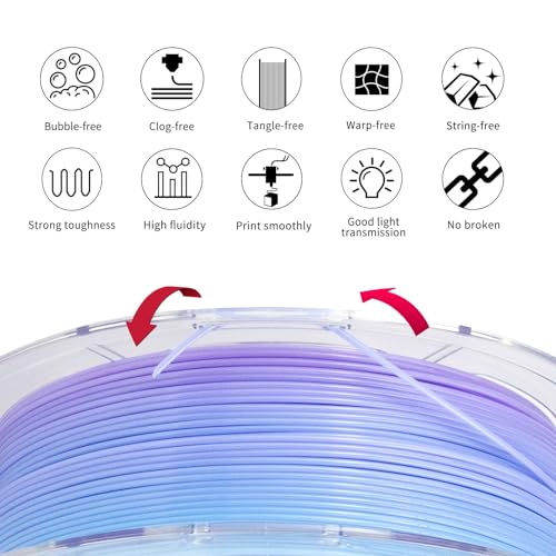 Image of IEMAI Translucent PETG Filament 1.75mm 10kg Bundle, Dual Color Gradient 3D Printer Filament Up to 600mm /s Printing, 1kg Spool 10 Rolls for Lampshades Artwork & Home Decor