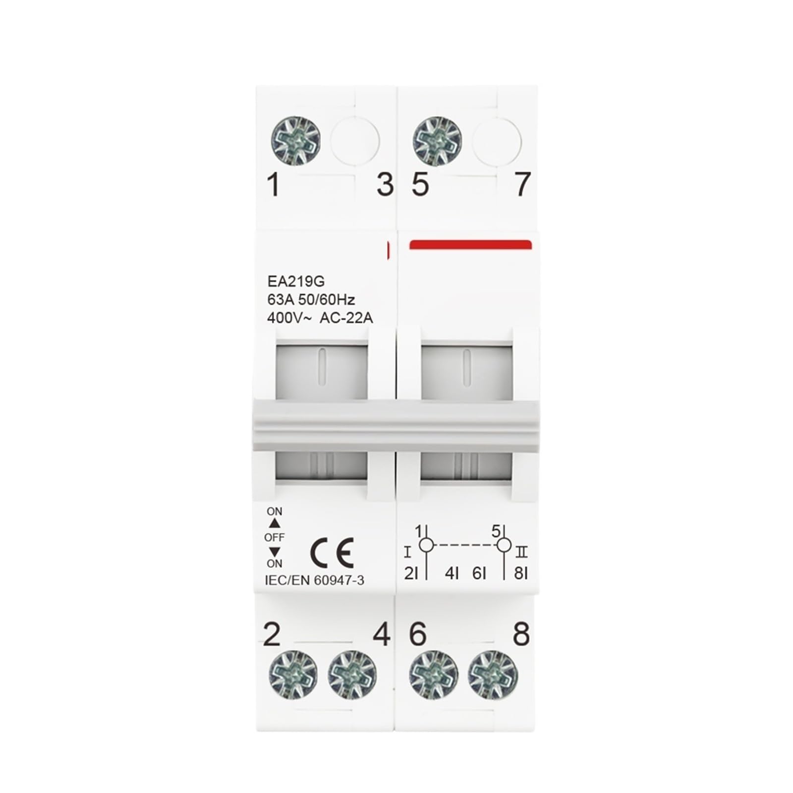 Inverseur de source manuel 63A 2P disjoncteur modulaire AC400V