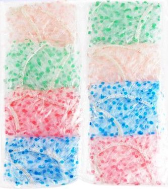 8pc ALAZCO Reusable Disposable Elastic Shower Caps - Cute Polka Dot Design - Full Size Adult