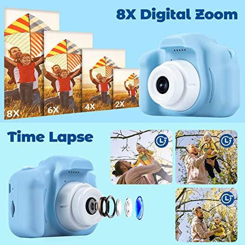 Kids Camera for Boys HOMHOW HD Kid Digital Video Camera for Girls Toddler Children, Selfie Camera Kid Toys Christmas Birthday Gift Age 3 4 5 6 7 8 9 Year, 2inch IPS Screen with 32GB SD Card Blue 4 51vtPmdVlQL. AC
