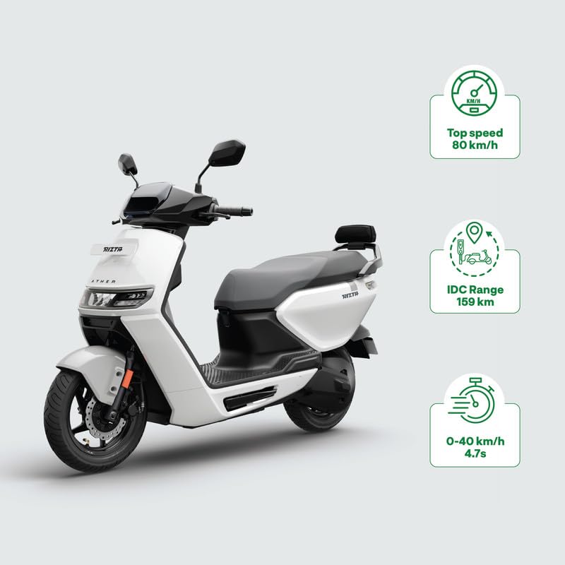 Image of Ather Rizta Z 123 KM IDC range in Siachen White Mono booking for Ex-Showroom