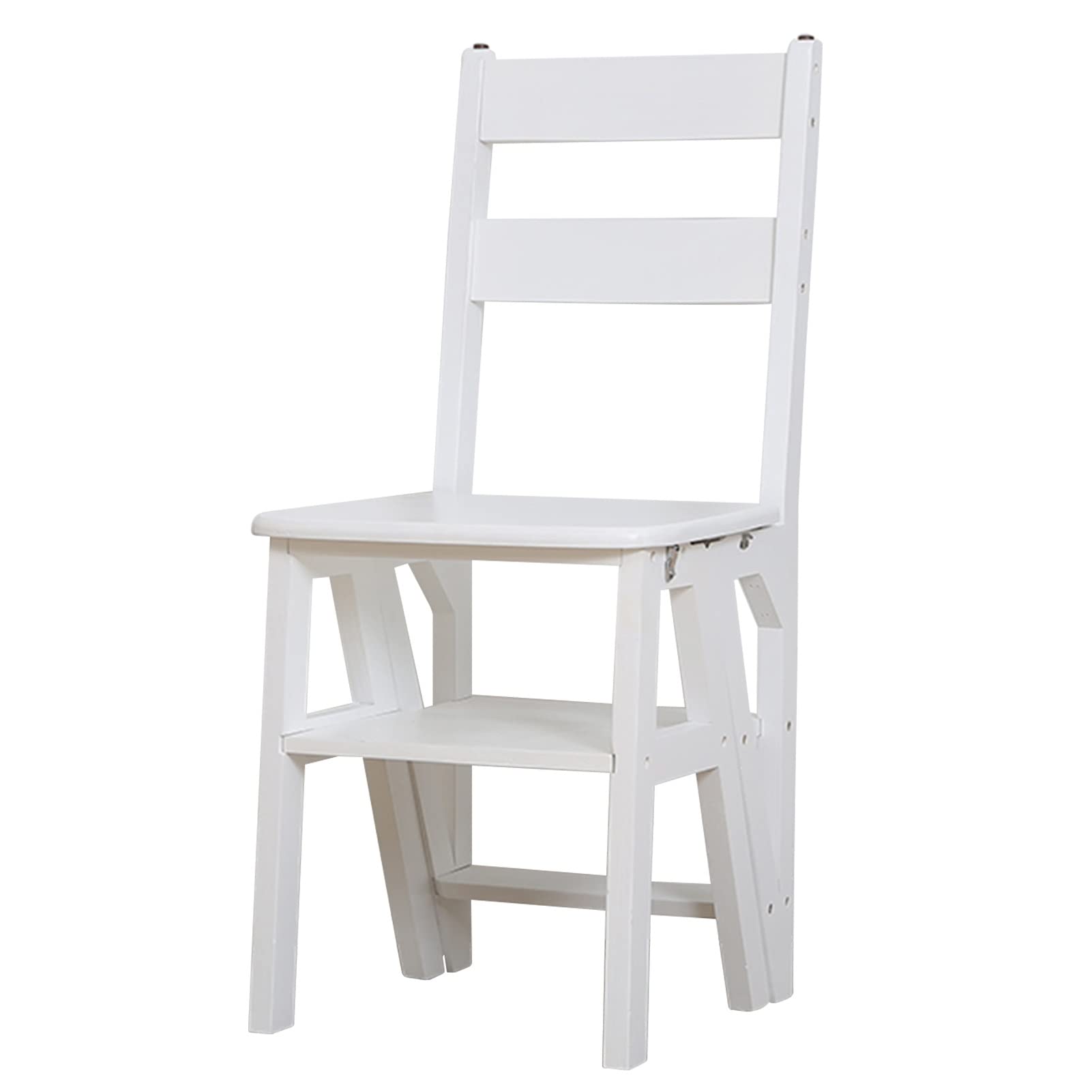 Escabeau pliable en bois structure stable 4 marches blanc épuré